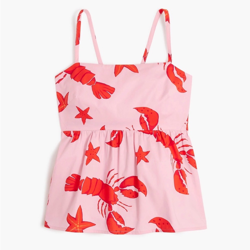 J. Crew Pink and Red Starfish Print Top